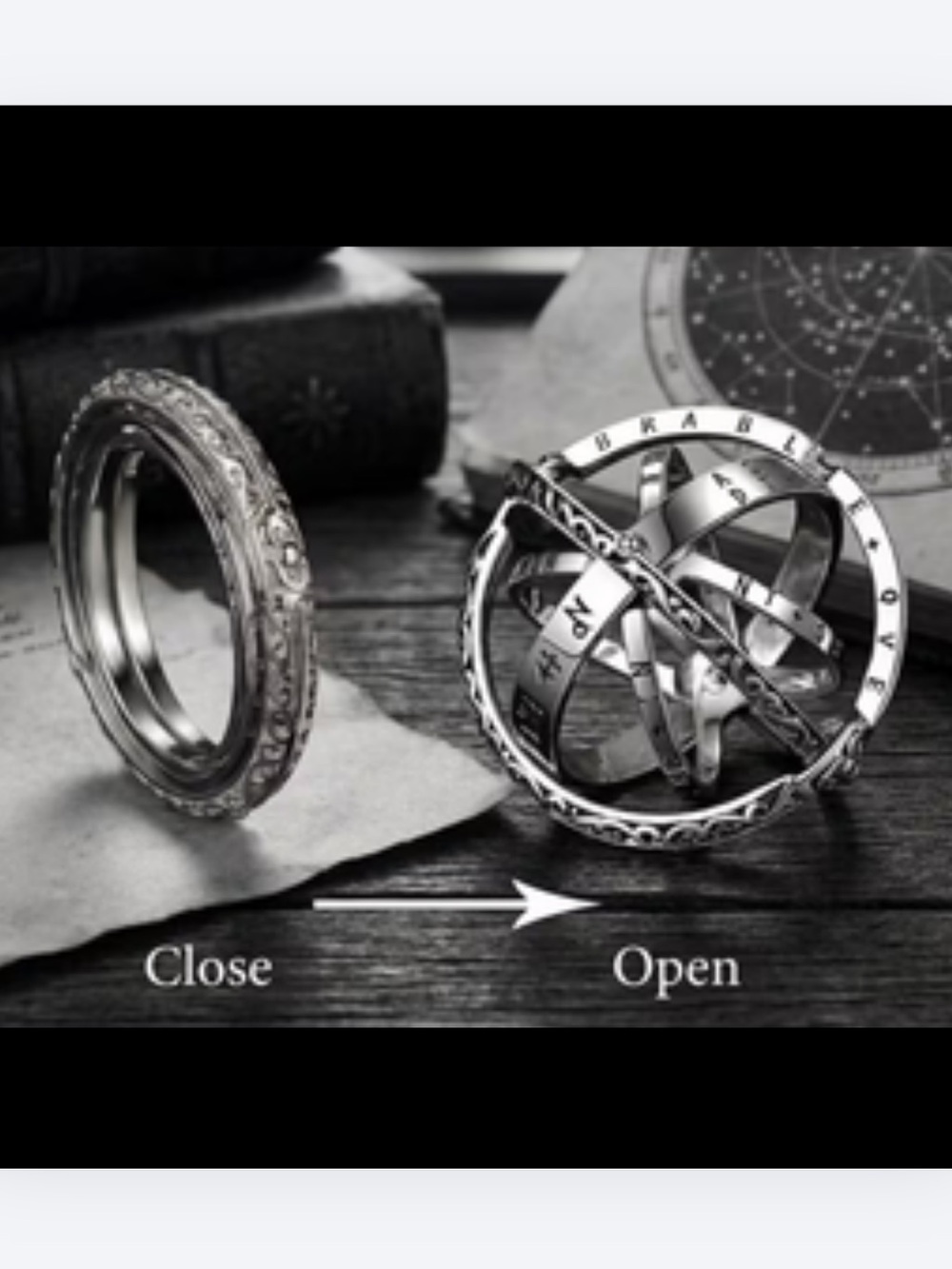 Handcrafted Silver Astronomical Armillary Sphere Ring - (Unisex Style)
